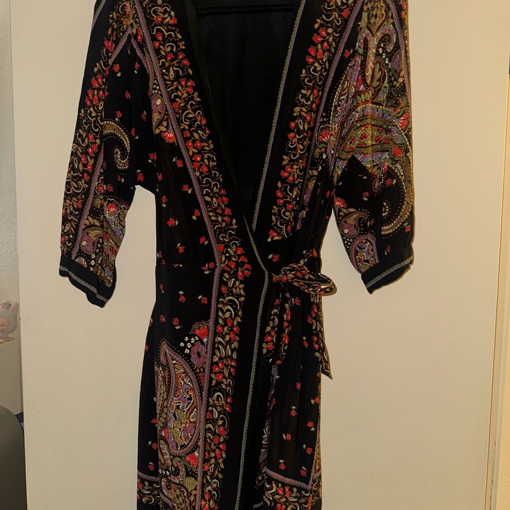 Zara Black Paisley Wrap Dress